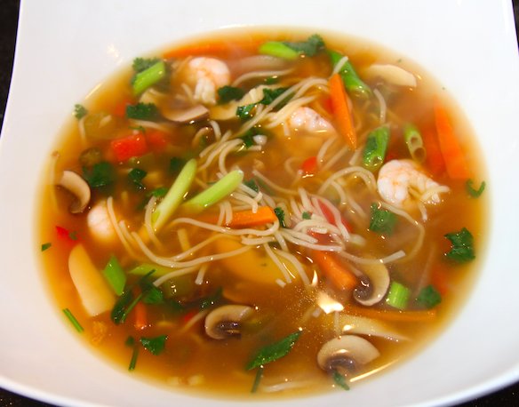 CBPrivateChef's tweet photo. Our Hot, Sweet AND Sour Prawn Soup with Noodles... Delicioso! https://t.co/xkTXD5g86M
