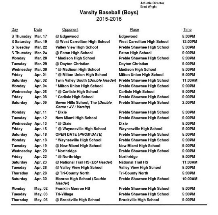 This years schedule ⚾️