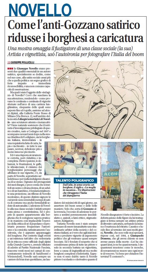FumodiChina's tweet photo. Oggi @GPollicelli su @Libero_official per la mostra in via Brera a Milano su umorismo disegnato di Giuseppe Novello https://t.co/6smMmhQgH5