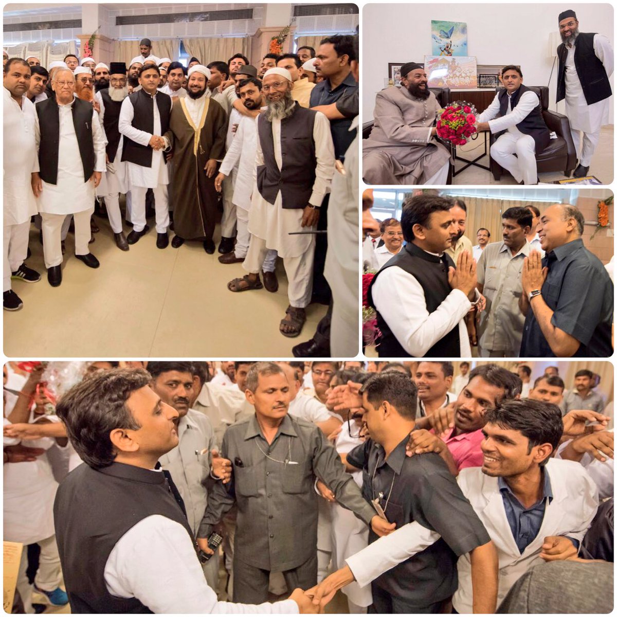yadavakhilesh's tweet photo. Holi celebrations continue today with the best wishes of visitors at 5 Kalidas. https://t.co/Mr95IkSB8t