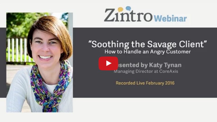 Zintro's tweet photo. “Soothing the Savage Client: How to Handle an Angry Customer”
View Recording >> https://t.co/nd4TcEWKTP
#zintro https://t.co/JFK3oiCv9l