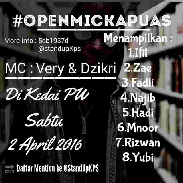 Yo maa Man.. Acara kita malam ini #openmickapuas bersama 7 comic lokal cc @StandUpIndo <a href="/informasikapuas/">INFORMASI KAPUAS</a> <a href="/infokapuas/">Info Kabupaten Kapuas Kalimantan Tengah</a>