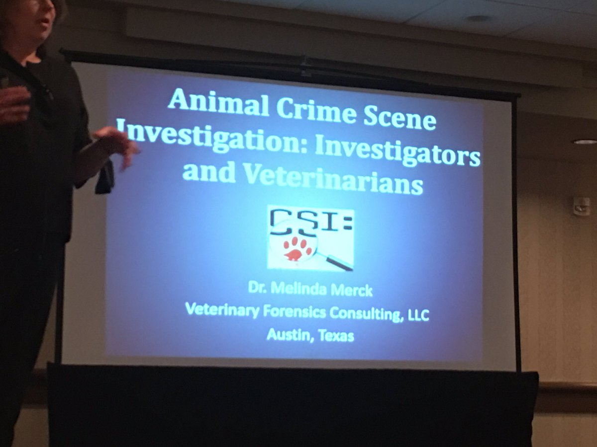 RichardStarke's tweet photo. World renowned expert Dr. Melinda Merck opens the world's first ever conference on Veterinary Forensics. @abvma https://t.co/Qzxgby5PxI