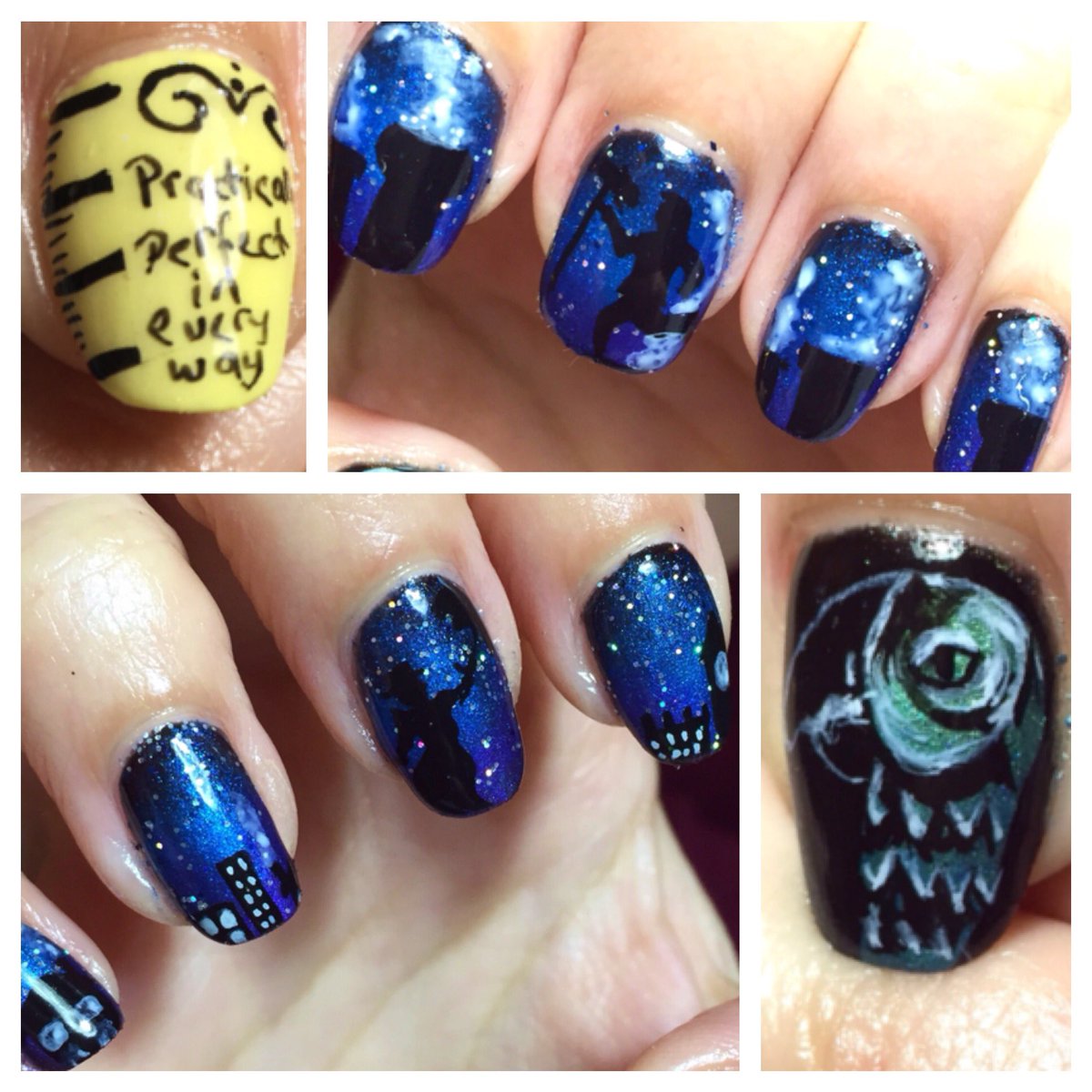 #marypoppins #nailart #handpainted <a href="/IBDNailsUK/">IBD Nails UK</a> #justgelpolish <a href="/sambiddle/">Sam Biddle</a> #pigments #practicallyperfect