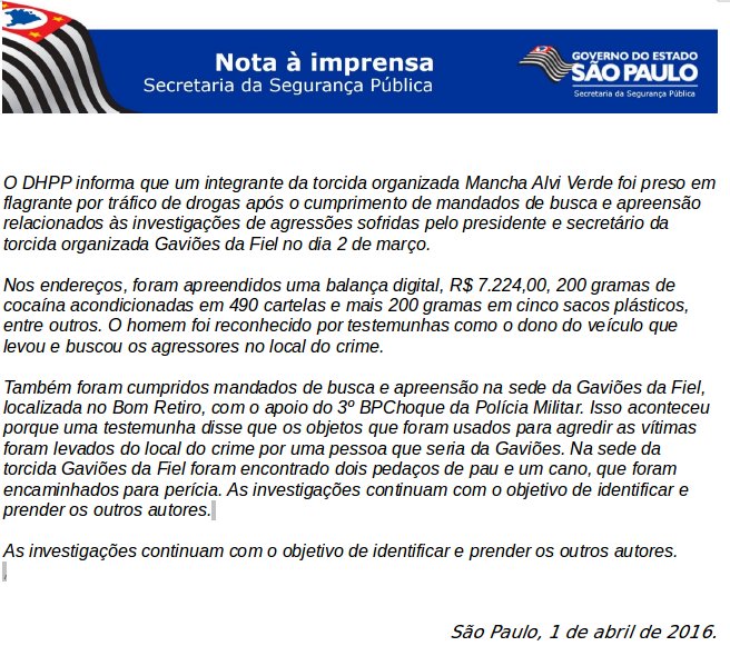 J_LIVRES's tweet photo. Recebemos a nota da Secretaria de Segurança Pública SP s/a busca na sede da Gaviões da Fiel Torcida.

Reproduzimos: https://t.co/K2cafDUOak