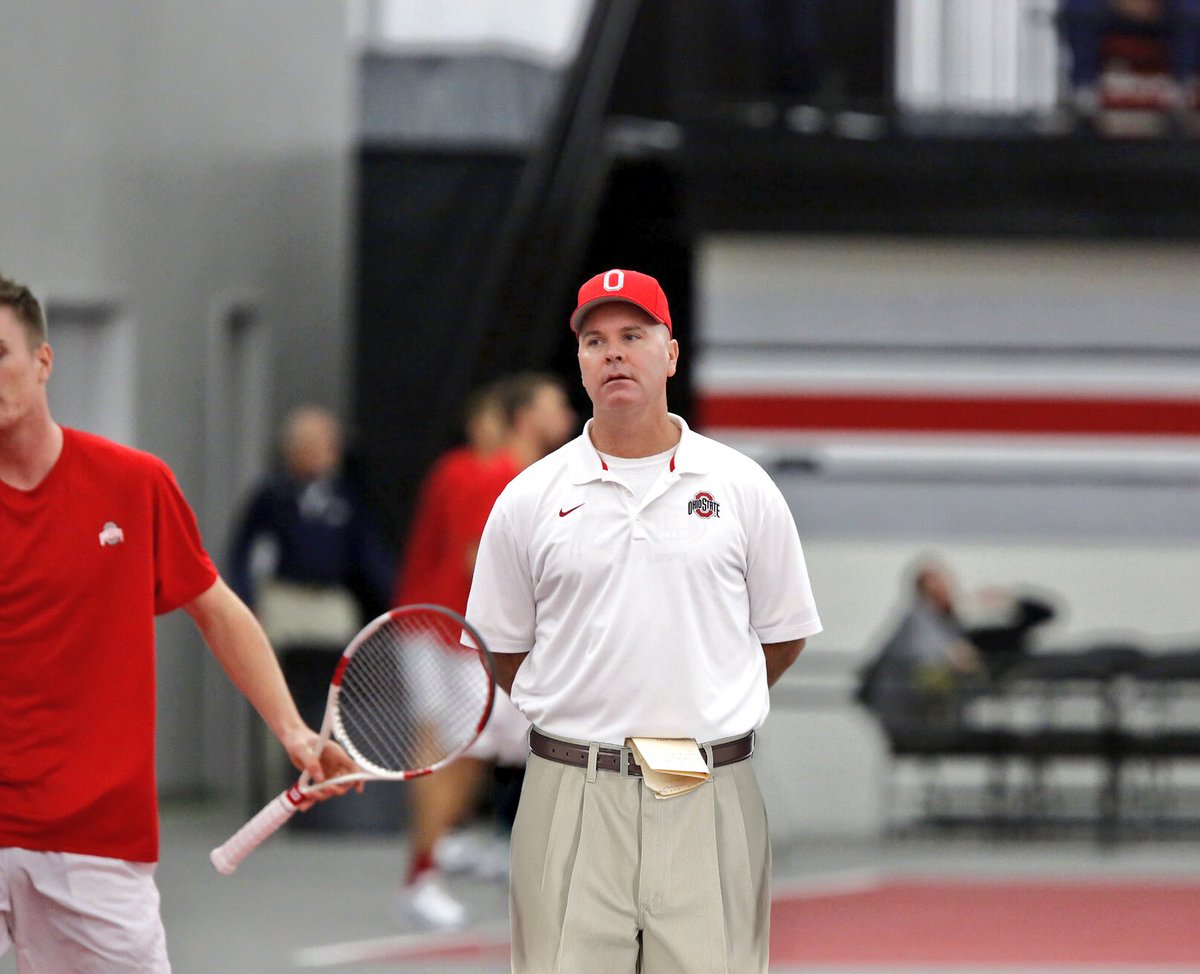 OhioStateMTEN's tweet photo. Coach Tucker is getting ready for tonight's match and looks to have changed his wardrobe. #NoMoreSweatpants https://t.co/E2Z52DPeRG