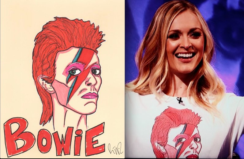 TheRyanHamilton's tweet photo. Hey @Fearnecotton!!! You totally wore a shirt with my #DavidBowie portrait on it last night! LOVE IT! @lemontwittor https://t.co/pYNSBXKrtj