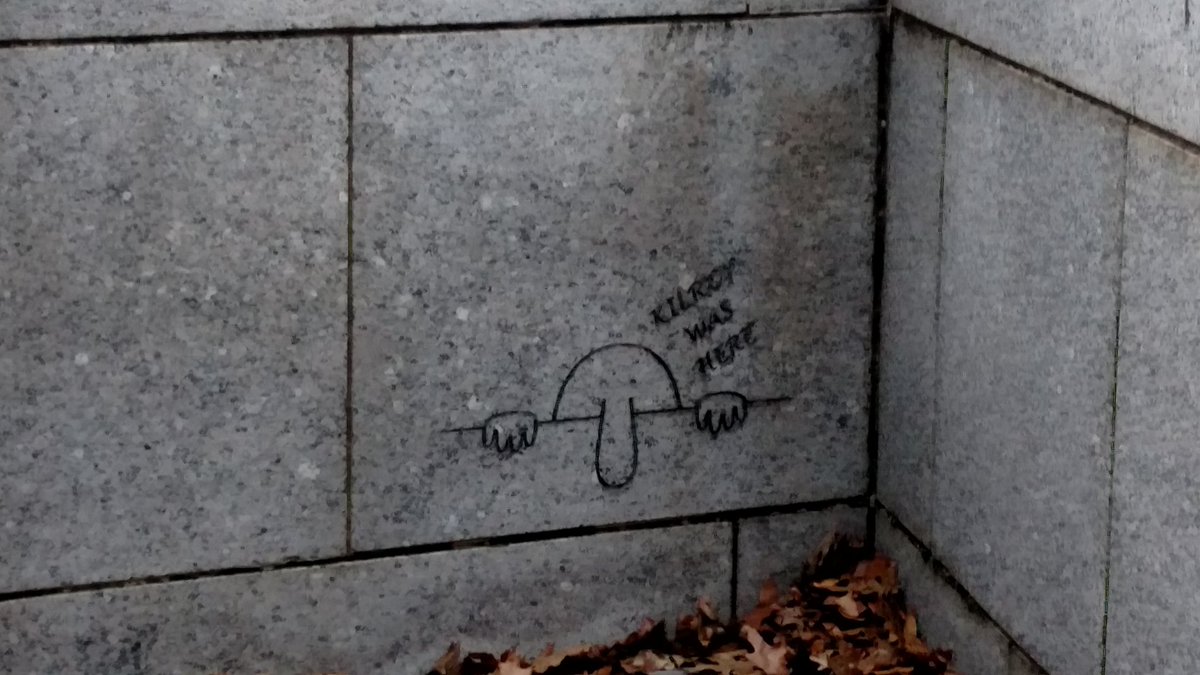 ConnellySue's tweet photo. Find this character at the WWII Memorial. #besttourguides #sstlap #hbmsdc2016 #kilroy #amazing Know where to look. https://t.co/HoNYHzwY8u