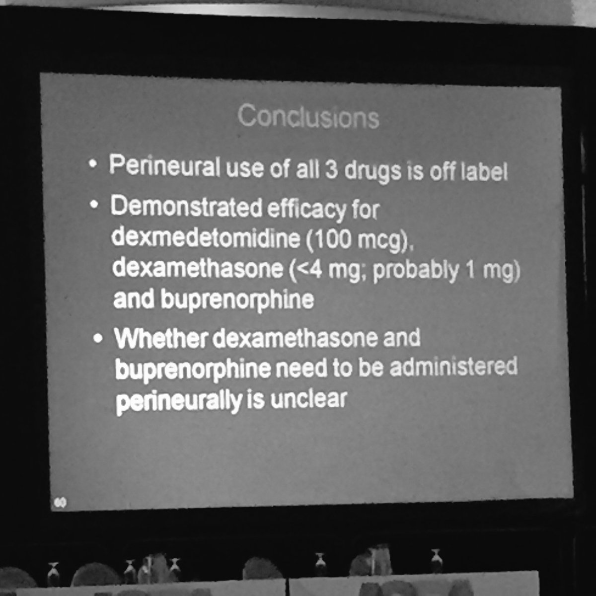 AmyPearsonMD's tweet image. Dr. Brummett: Additives in peripheral nerve blocks-Dexmedetomidine, Dexamethasone, Buprenorphine. #ASRA_RA16