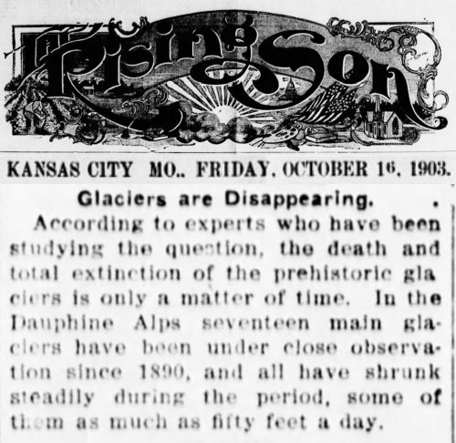 Your SUV was making glaciers disappear in 1903
newspapers.com/image/49763813…