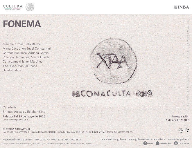exteresa's tweet photo. #QueNoSeTePase que #FONEMA se inaugura el próximo 6 de abril, 19:30 h. ¡No faltes!
#EntradaLibre #CDMX #CDXT https://t.co/6uleRaVeLA