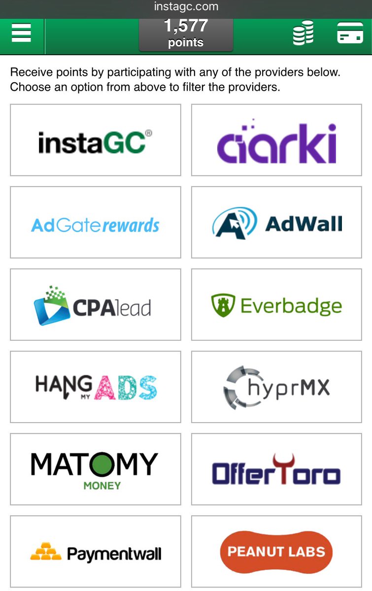 InstaGCforFREE's tweet photo. Over 16 offer walls to earn from! JOIN TODAY https://t.co/r4trSNZrB3