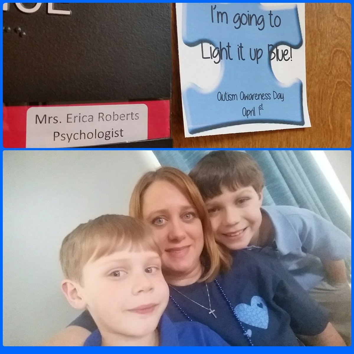 ericasroberts's tweet photo. Did you #lightitupblue? We did @MaxwellMNPS ! Thanks @kgues412 for getting the shirts! #autismawareness https://t.co/iy0SRNp2F0