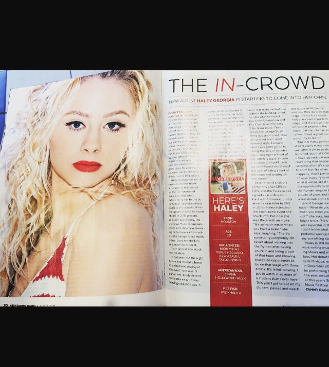 haleygeorgia's tweet photo. THANK U @countryweekly AND @TammyGooGoo for this amazing intro !! So excited !!❤️ https://t.co/zo2LcIlEYt