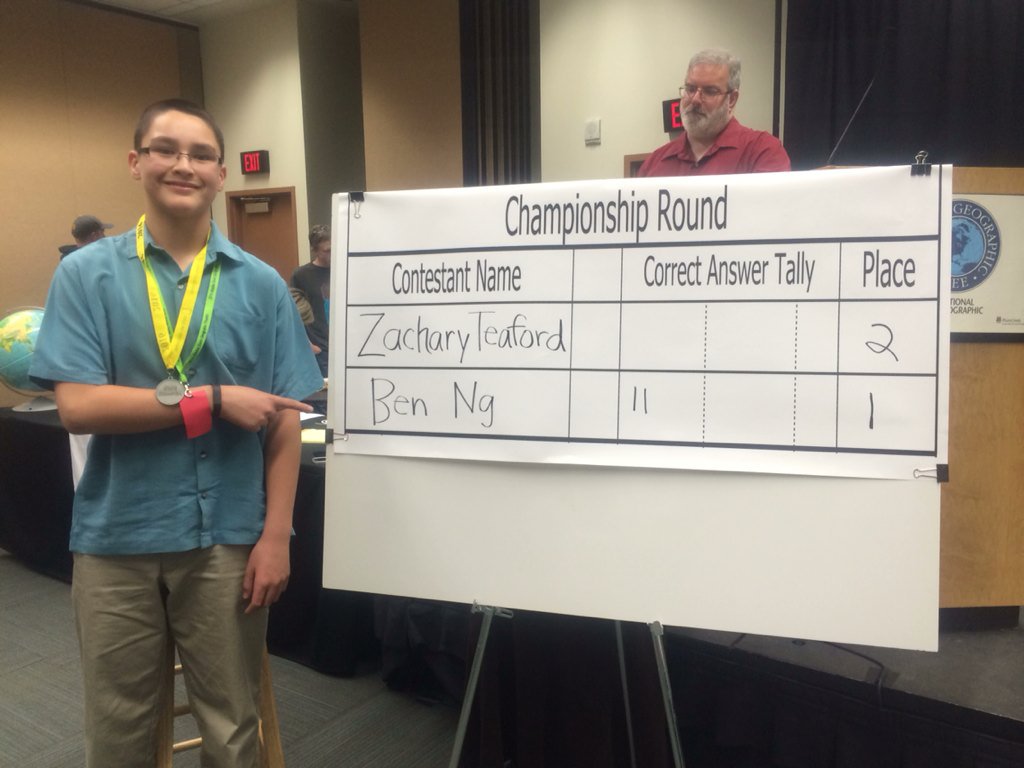 alaskageo's tweet photo. #natgeobee Ben wins Alaska State Geo Bee second year in a row #natgeobee https://t.co/yTKTX5lR2W