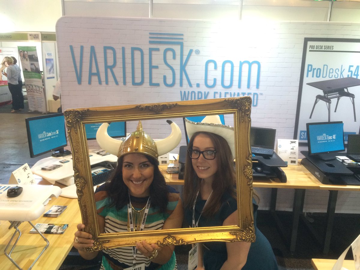 antonbuchner's tweet photo. Pop by &amp; see @VarideskAU Monqiue &amp; Em will elevate your work to a new level! #standup #happiness #wellnessshow https://t.co/209TqEtZc3