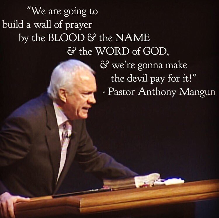 RaymondWoodward's tweet photo. "We are going to build a wall of prayer ... and we're gonna make the devil pay for it!" ~ @AnthonyMangun

@POAlex 😀🙏 https://t.co/ibBm9cKBRc