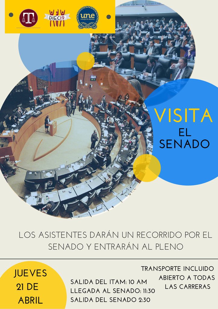 Los invitamos a la Visita al Senado el 21 de abril. ¡No olviden registrarse enviando correo a consejoune@gmail.com!