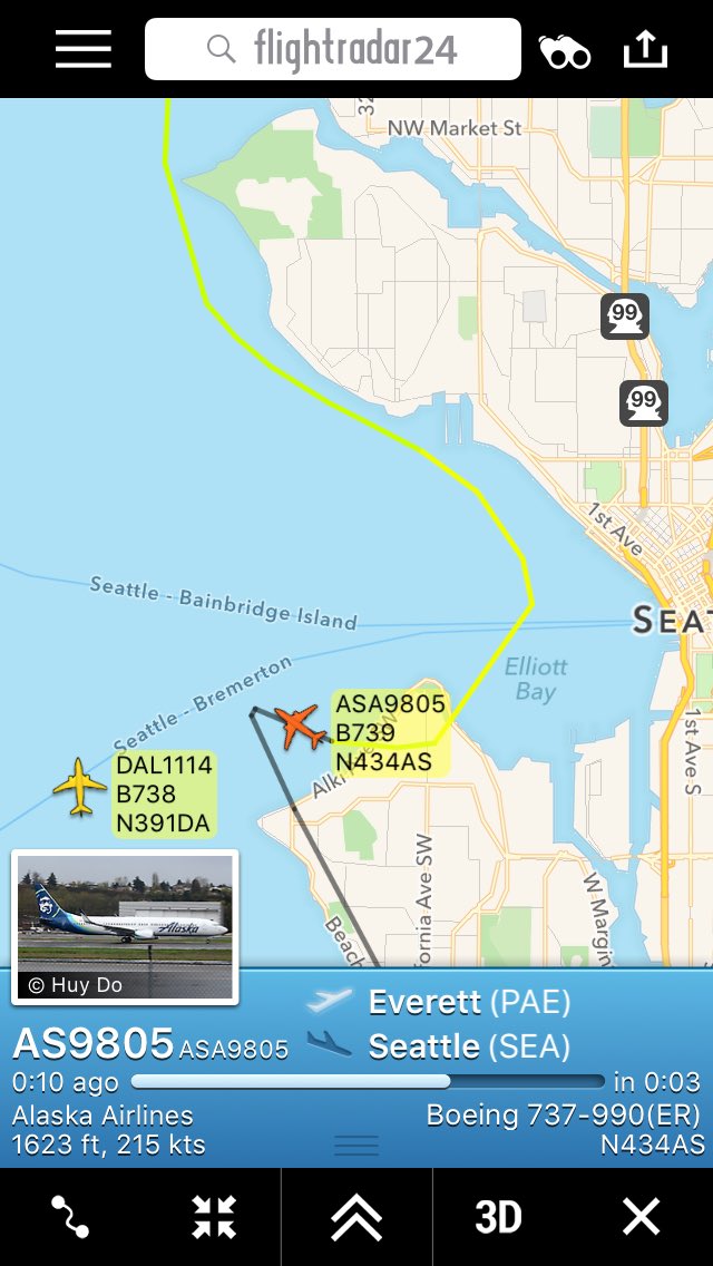 AeroimagesChris's tweet photo. @westseattleblog @AlaskaAir 737-900 doing a photo flight in Elliot Bay at a low altitude in case enquiries happen. https://t.co/L4hcND9W7X