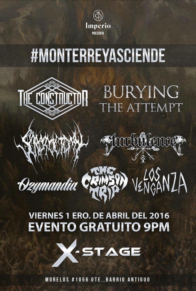 LaCiudadSuena's tweet photo. ¡No se pierdan estos eventos hoy y mañana llenos de talento local! Organizados por @imperiomty y @DisasterLiveMty. https://t.co/H9TznNg0QE