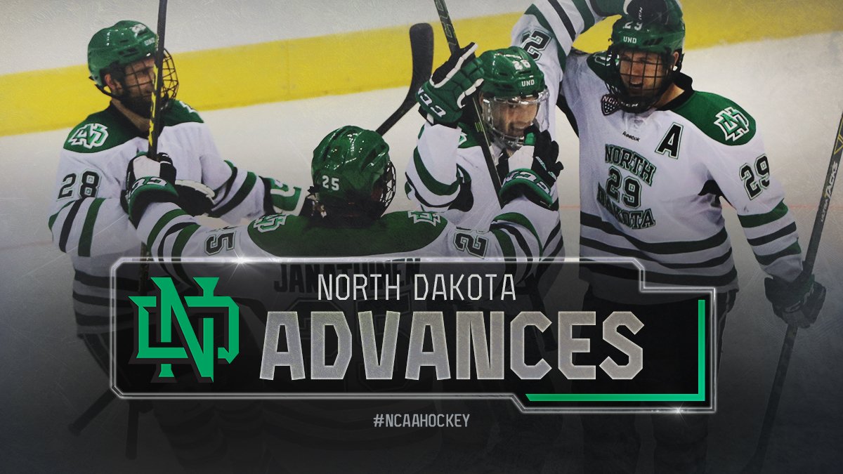 NCAAIceHockey's tweet photo. NORTH DAKOTA MOVES ON!

UND's offense leads the way in a 6-2 victory over Northeastern. #NCAAHockey https://t.co/cnBYzBMmwn