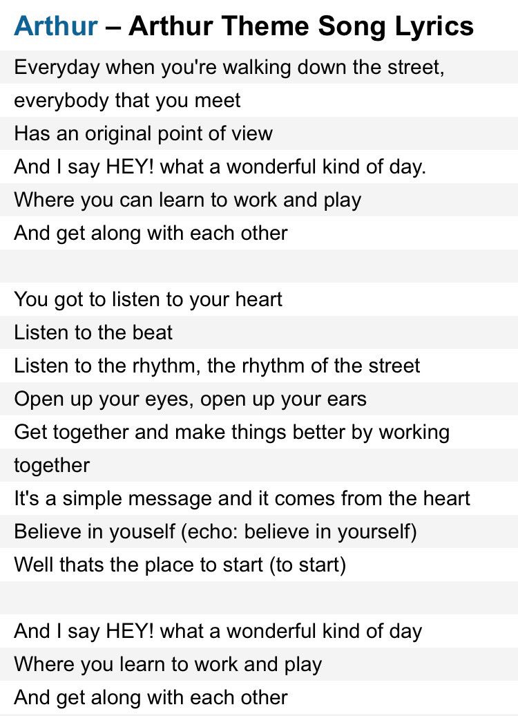 Nathan Zed Arthur S Theme Song Had Those Lyrics That Got Me Ready To Take On The Whole World T Co Zywnygcul0 Nathan Zed Arthur S Theme Song Had Those Lyrics That Got Me Ready To Take On The Whole World T Co Zywnygcul0