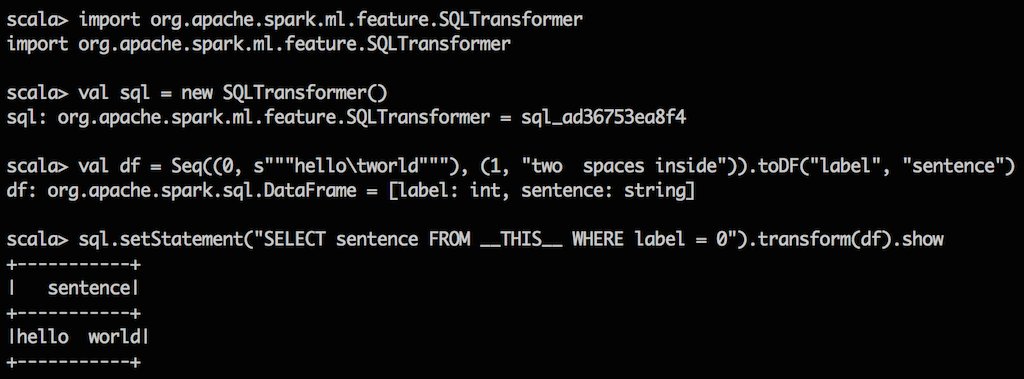 jaceklaskowski's tweet image. Consider SQLTransformer when you want to execute SQL SELECT on your DataFrame #Spark #SparkML #SparkSQL