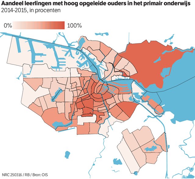 Een op de vijf Amsterdamse basisscholen is geen goede afspiegeling van de jeugd in de buurt. nrc.nl/handelsblad/20…