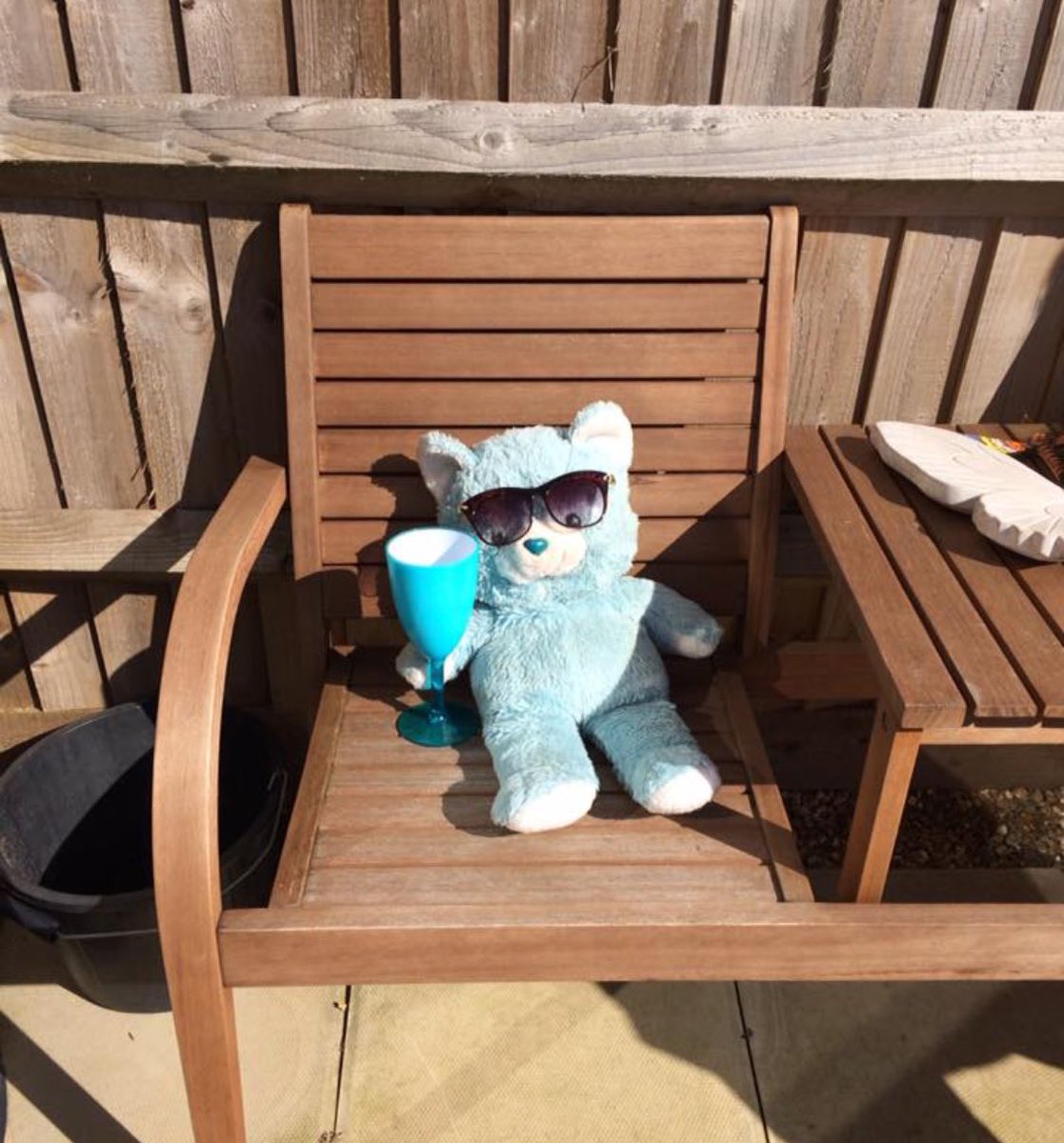 blueythebear's tweet photo. Just enjoying the sunshine with a vino #thingsonbluey #wine #sunnies 🐻 https://t.co/H9m5Sqa6Hr