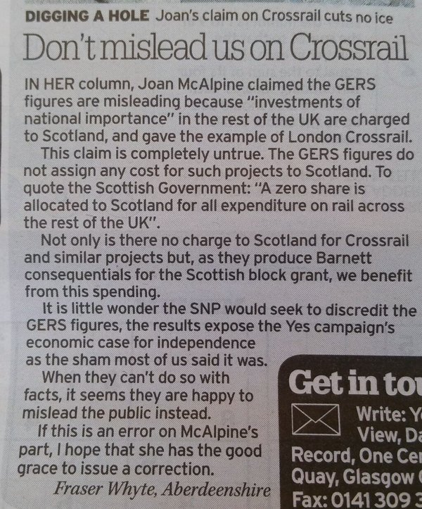 flashgrim's tweet photo. @AlanTinning Scotland pays nothing toward Xrail instead it gets paid money by way of Barnett consequentials @afneil https://t.co/LcZzijERJr
