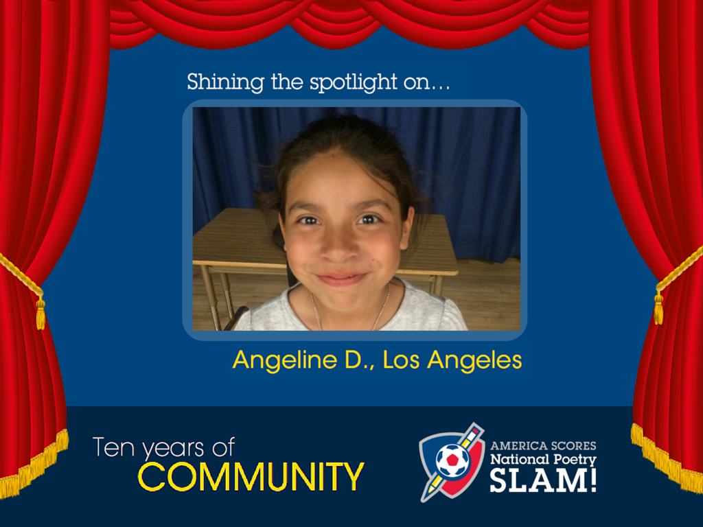 AmericaSCORES's tweet photo. Angeline's community is @LAScores b/c that's where her friends are! #10YearsofSLAM #SCORESSlam https://t.co/3SniwkrF5p