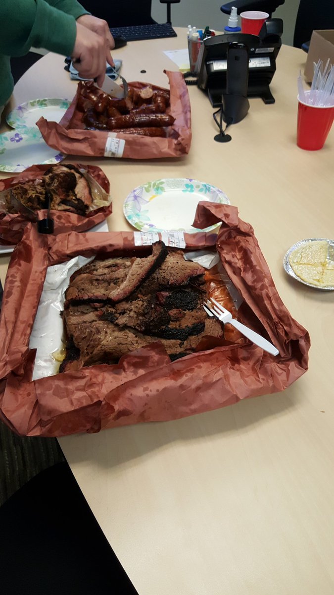Emdoggle's tweet photo. Treating the team to @Cattleackbbq. Other departments are #jealous. #mouthwatering https://t.co/n1RpK0jXjN