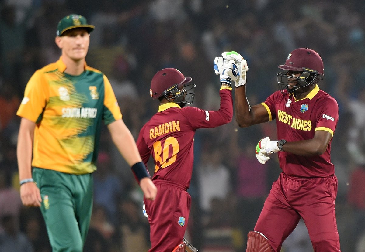 JamaicaObserver's tweet photo. UPDATE: Windies beat South Africa, enter World T20 semis
https://t.co/RyjI9xwkY6 https://t.co/RdVA1T1Qij