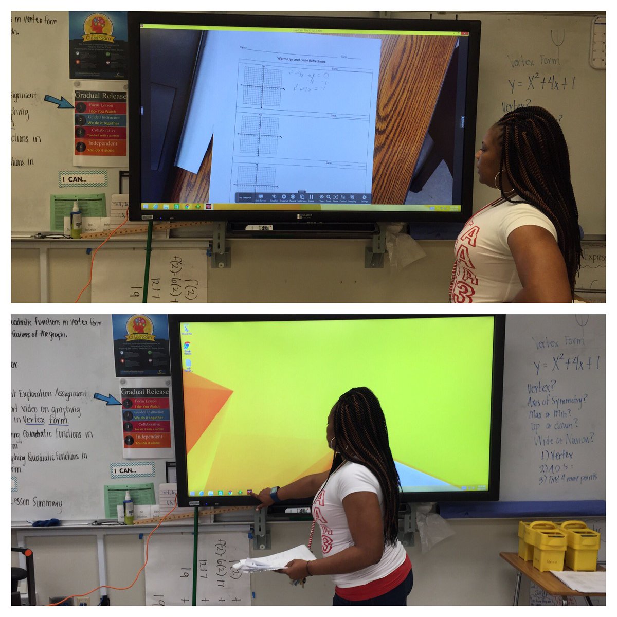 JimTalksTech's tweet photo. Markup, correction, graphing via Ms Grace's HD #doccam @APSInstructTech @BTW1924 #LED2Lead #21stcenturyclassroom https://t.co/caaQlov49u