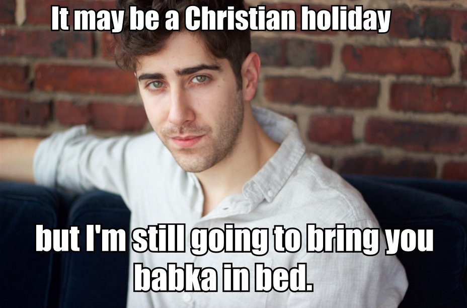 JcrushApp's tweet photo. How to celebrate Good Friday - #JCrush style! Courtesy of @porn4jews. #Jewish #babka #breakfastinbed #romantic https://t.co/wCuNzXmgrT