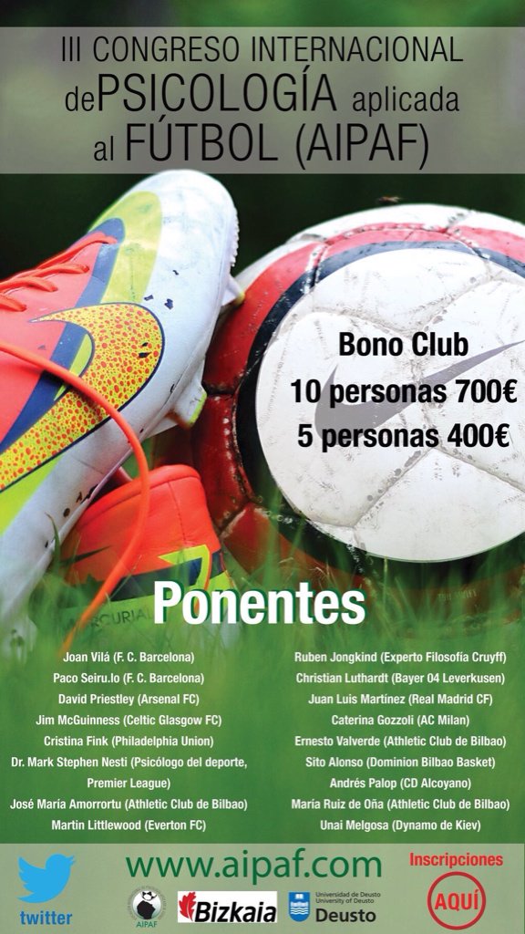 AipafFutbol's tweet photo. Grandes ponentes en el @congresoAipaf. Ven a aprender con ellos con nuestros descuentos por grupos para clubes. https://t.co/mh5jKOe9EP