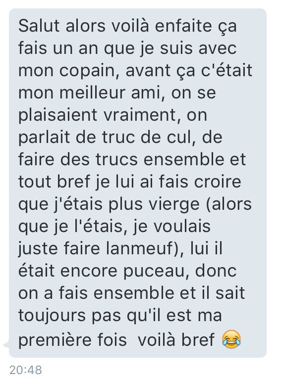 Secretsinavoues's tweet image. "Je lui ai fais croire que j'étais plus vierge..."🤔