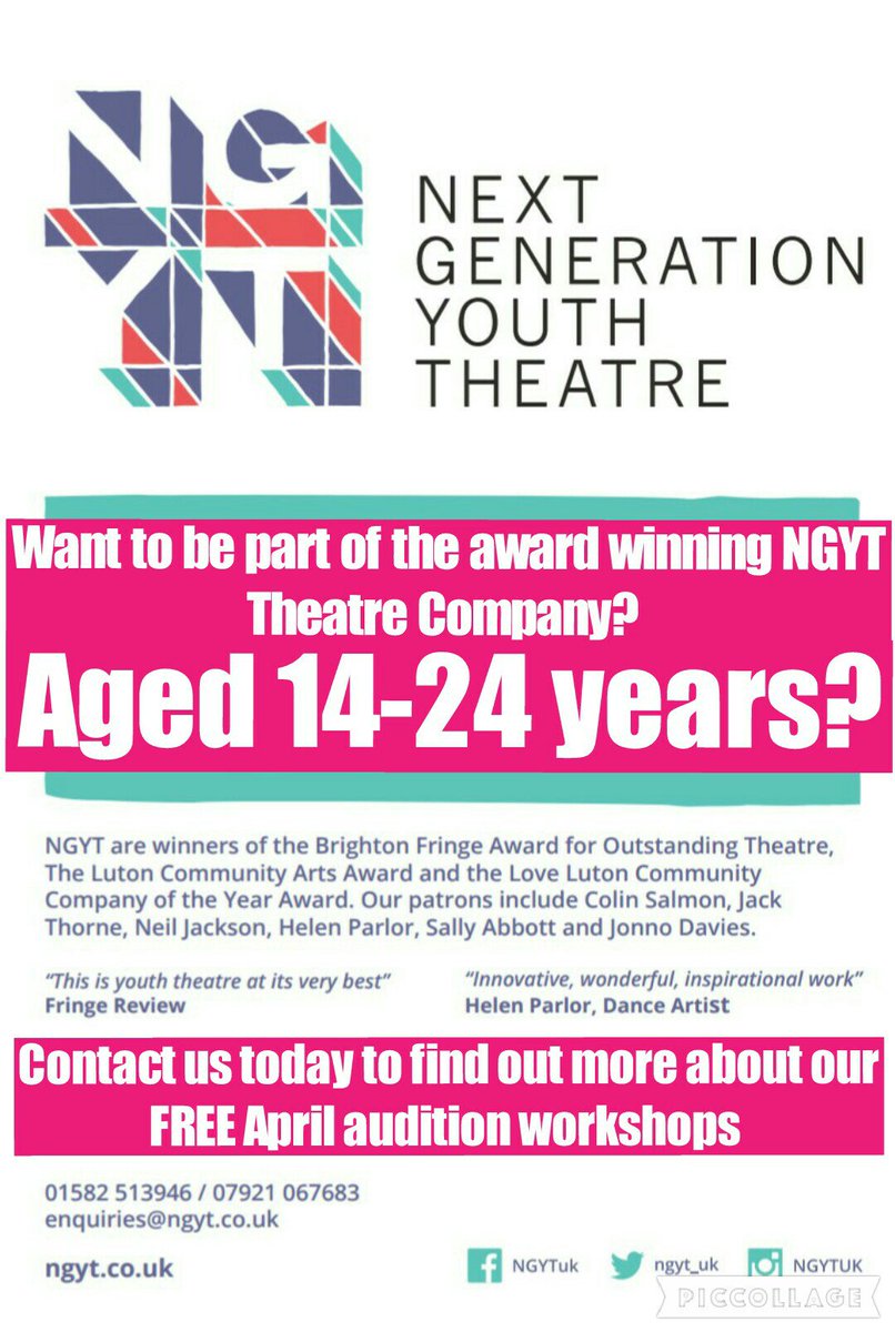 ngyt_uk's tweet photo. @lutonculture @YoungProducers pls share! auditions coming soon to join NGYT's award winning Youth Theatre Co #Luton https://t.co/4V6gJ4ETXy
