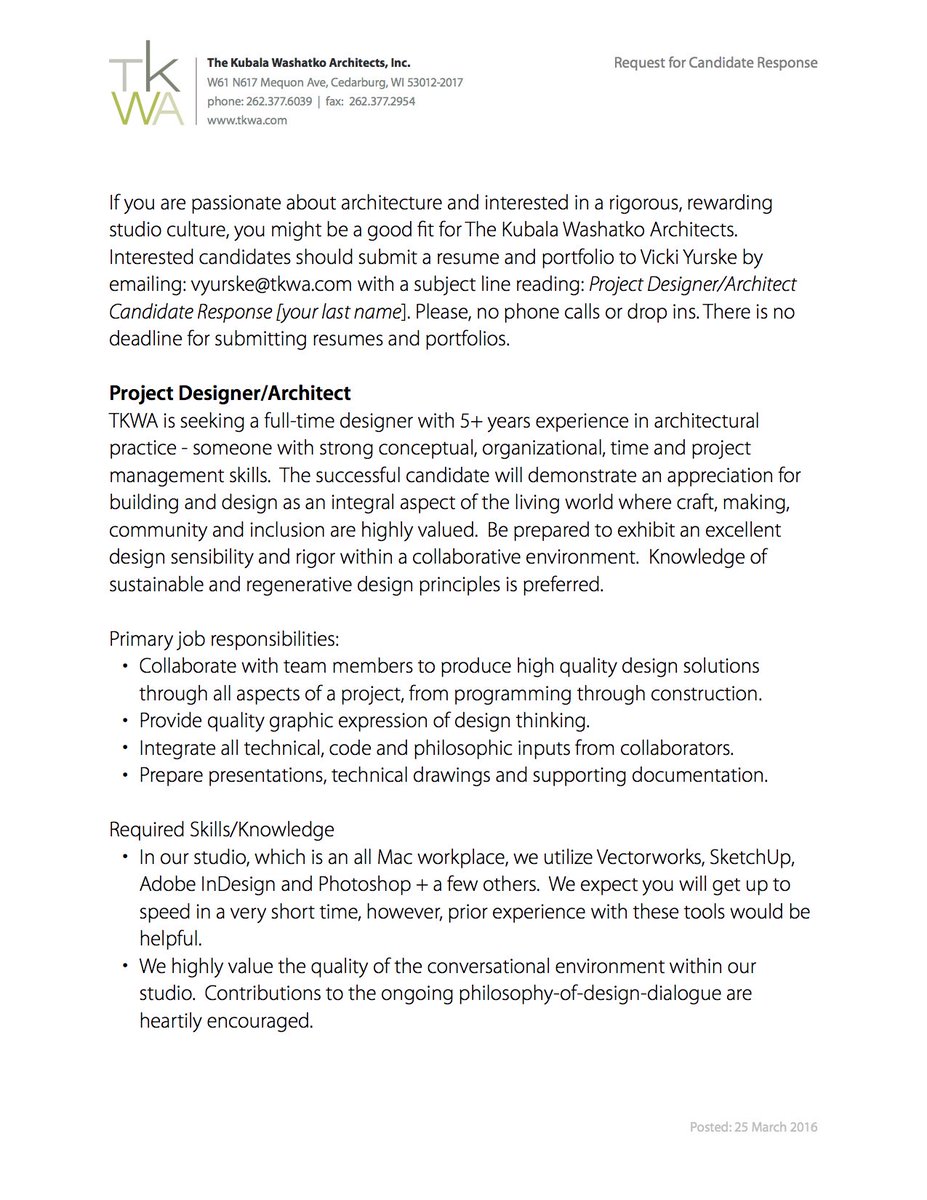 KubalaWashatko's tweet photo. Passionate about architecture &amp; interested in a rigorous, rewarding studio culture? #TKWA is hiring! https://t.co/yimI0j5G8O