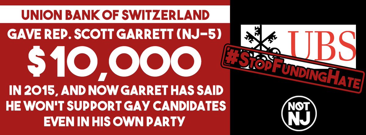 notnewjersey_'s tweet photo. .@UBS has agreed to reconsider donating to .@RepGarrett --lets make sure they know his ideas and politics are #NotNJ https://t.co/rZOusEvkul