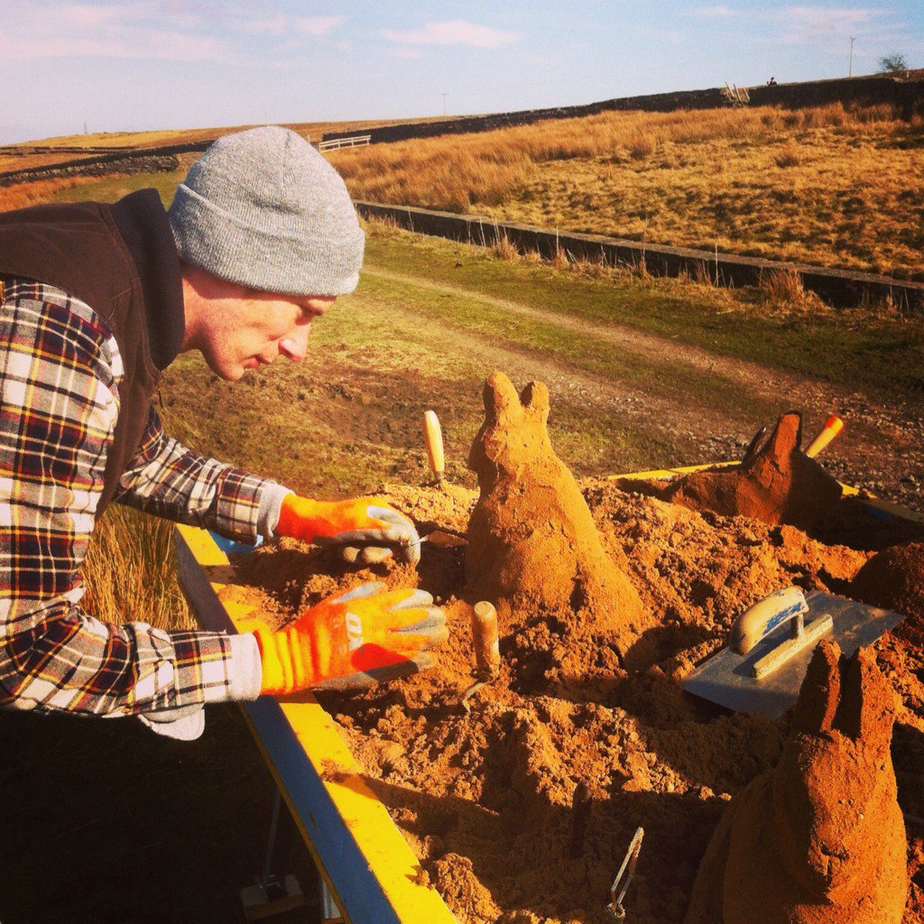 Some of the sand bunnies made on Oxenhope Moor. #popupworkshop #popup #sandsculptureworkshops #GoodFriday