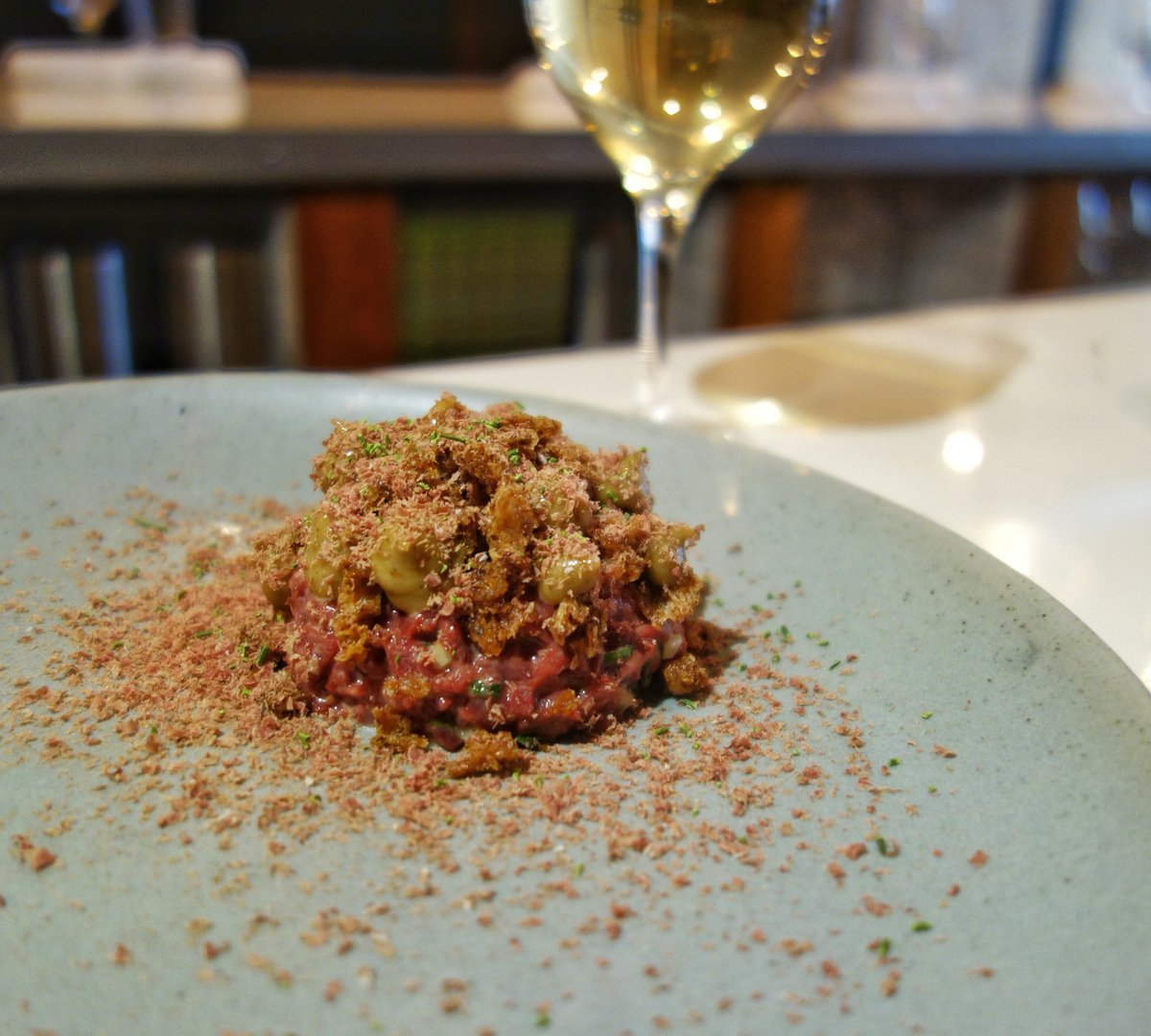 Venison heart tartare with shaved house jerky, mushroom emulsion and crispy bread at <a href="/HotelHerman/">Herman</a> #Montreal #Quebec