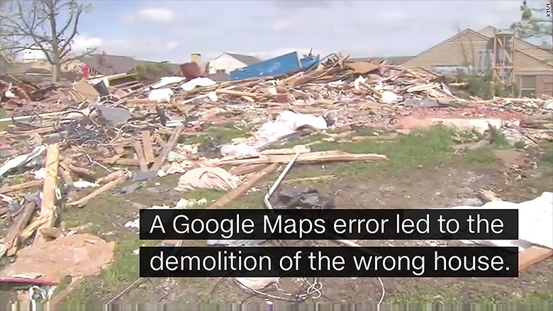 CNN's tweet photo. A woman's home was demolished by mistake after a Google Maps error https://t.co/tXImEHUW3m https://t.co/GqmY9WLFhq