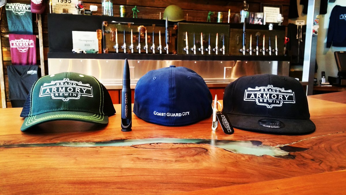 GrandArmoryBrew's tweet image. Check out our new spring merch!  Bullet bottle openers from @bullets2bandages along with fitted and mesh back hats!