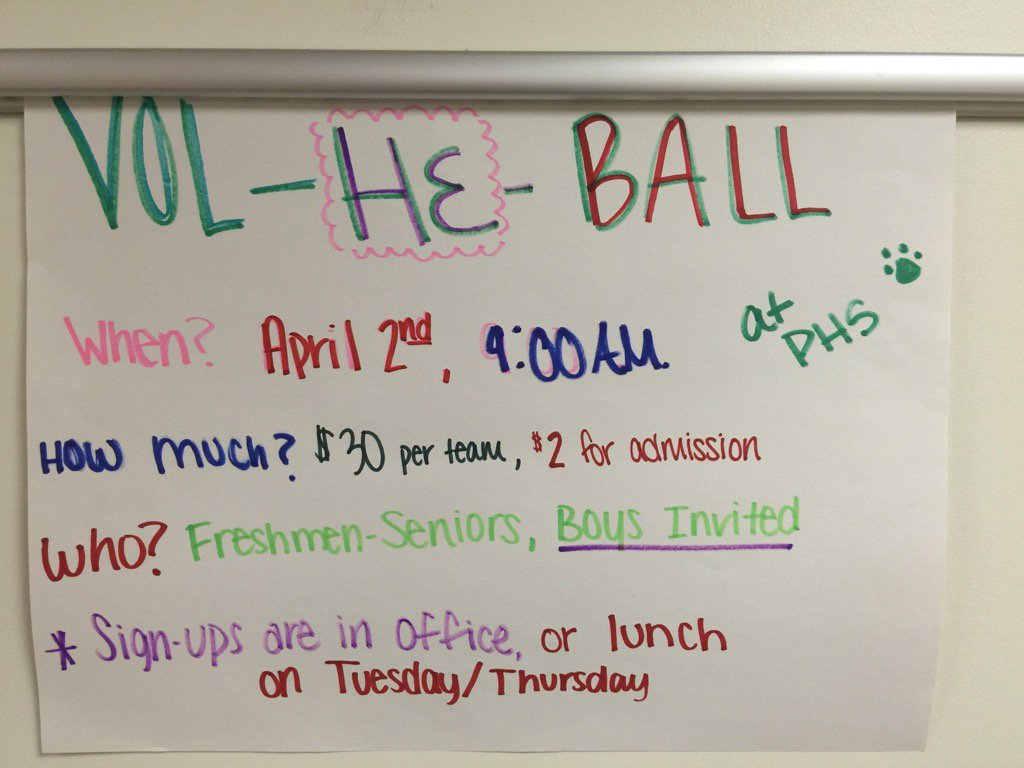 Vol-He-Ball, 4/2. <a href="/PHSStuCo20/">PHS Student Council</a> <a href="/PHSDevLed/">PHS Dev Lead</a>
