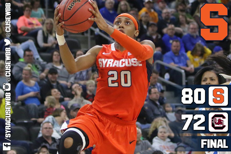 CuseWBB's tweet image. FINAL: Syracuse 80, South Carolina 72. #Elite8