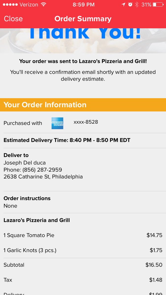 JackDelDuca's tweet photo. @Grubhub stinks. Confirmed my order then it never came and they kept me on hold for over 10 minutes. https://t.co/2LOrU56YRR