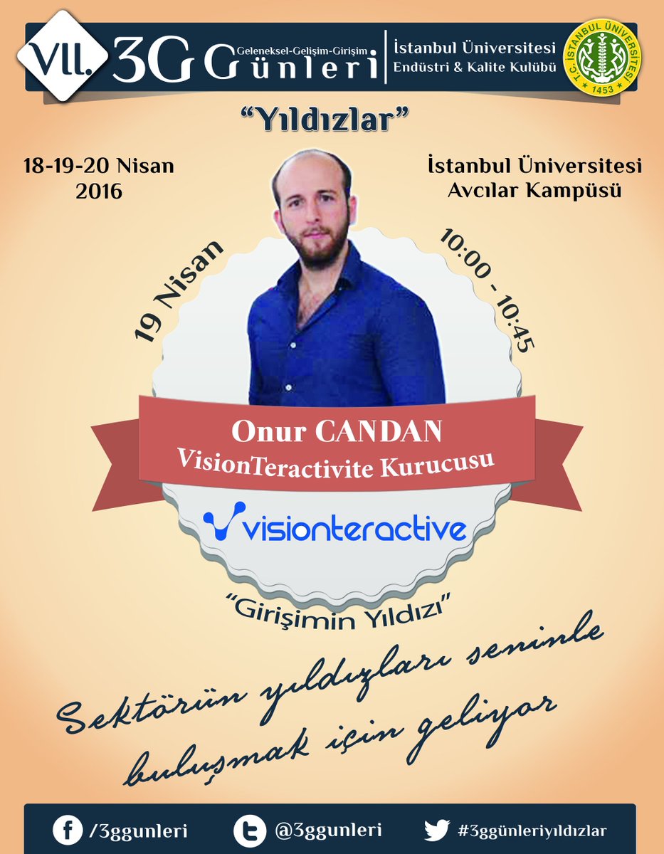VisionTeractive Kurucularından Onur CANDAN 19 Nisan 2016 tarihinde VII. 3G Günleri'nde <a href="/visionteractive/">Visionteractive</a> <a href="/onrcndn/">Onur Candan</a>