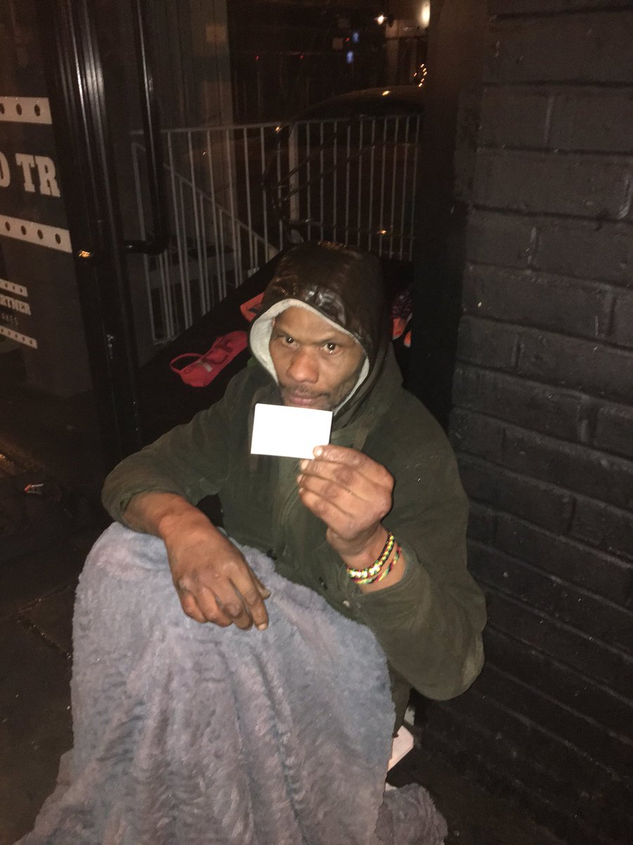 ravimotha's tweet photo. @BigAppleHotDogs found a homeless guy near track Shoreditch &amp; gave the card for the five x five #doublebahdrules https://t.co/LwWrkyvxpl