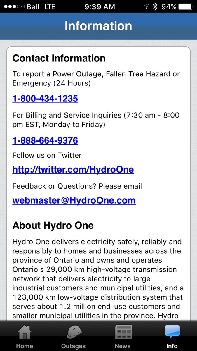 Hydro One On Twitter The Best Place To Get Power Outage Information Is Our Power Outage App Or You Can Call 1 800 434 1235 For Updates